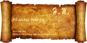 Hlatky Mária névjegykártya